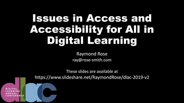DLAC 2019 Workshop on Access and Accessibility