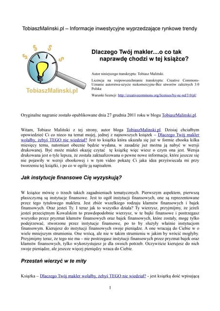 Dlaczego twój makler...o co tak na prawdę chodzi w tej książce | PDF