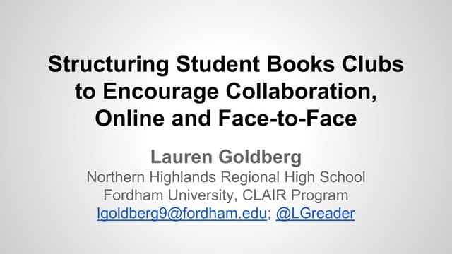 Structuring Student Book Clubs to Encourage Collaboration