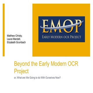 DLF Forum 2015: Beyond eMOP