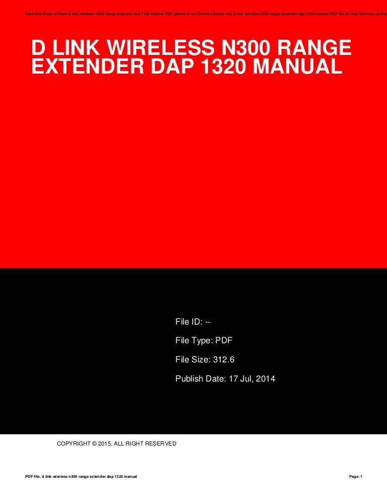 D Link Wireless N300 Range Extender Dap 1320 Manual