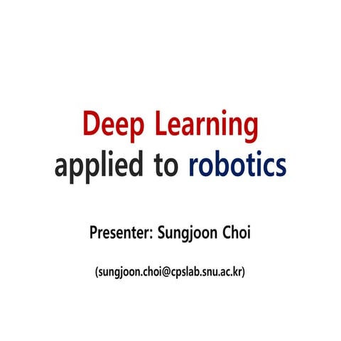 Deep Learning in Robotics | PPT