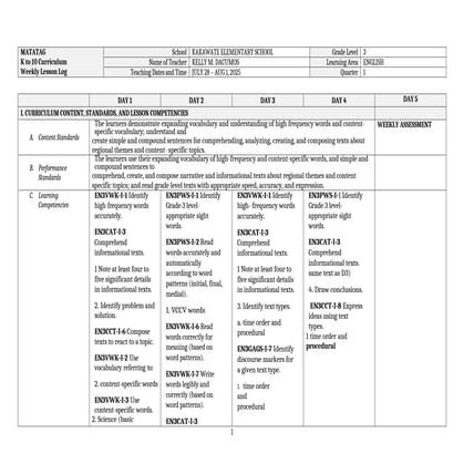 A detailed lesson plan in english 3 | DOCX