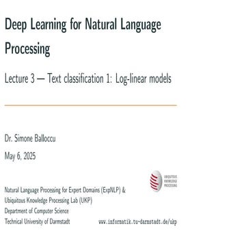 Deep Learning for Natural Language Processing Lecture 2