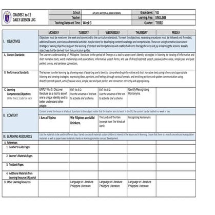 DLL_3rd Qrtr week 3, dll week 3, dll week 3 quarter three