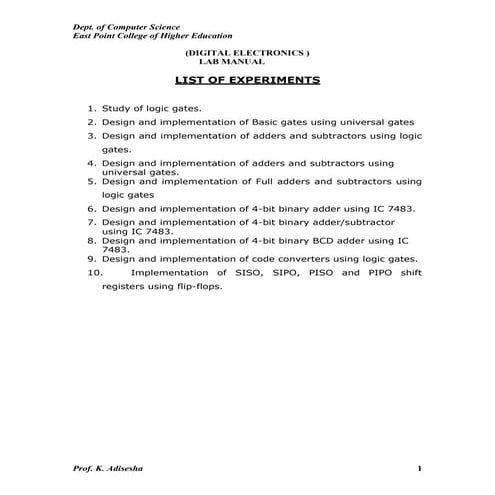 DIGITAL ELECTRONICS LAB