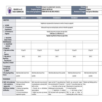 daily lesson plan for filipino grade 3 q4 | DOCX