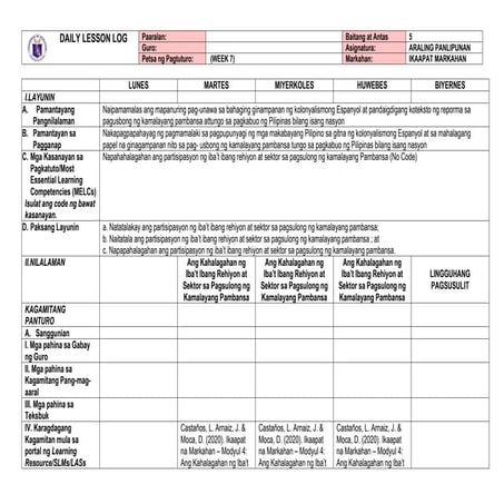 BUDGET OF WORKS -EPP-5-MATATAG LESSON EXEMPLAR | DOCX