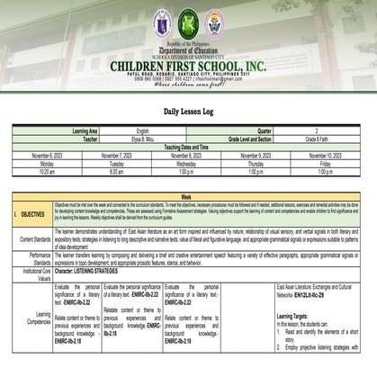 DLL GRADE 8 SECOND QUARTER. grade 8 lesson