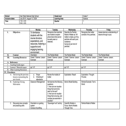 daily lesson plan in science grade 8: Laws of Motion | DOCX
