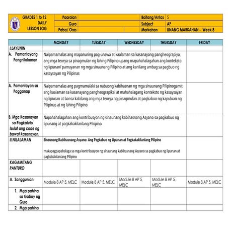 DLL WEEK 8 AP.docx DLL WEEK 8 Aralingpanlipunan.docx
