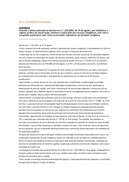Dl n.º 167 2015