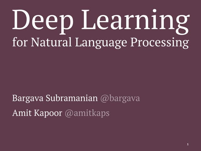 Deep Learning for NLP