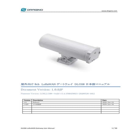 屋外向け 8chLoRaWANゲートウェイ  DLOS8 日本語マニュアル