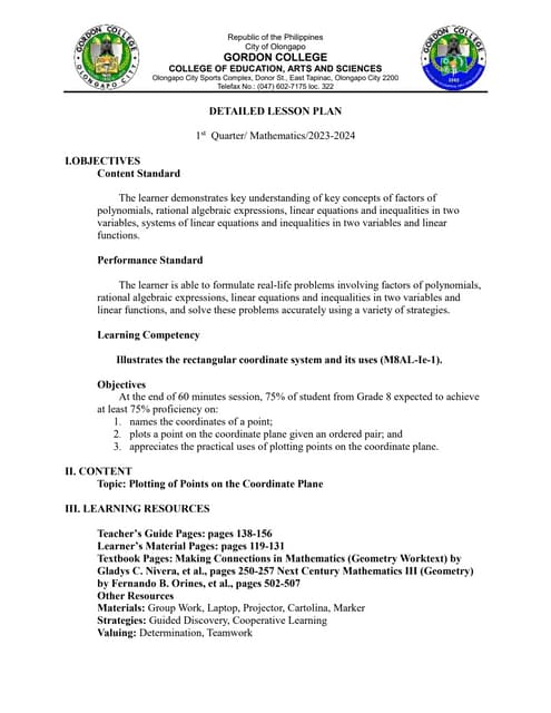 DETAILED LESSON PLAN, FOR TEACHER PURPOSES