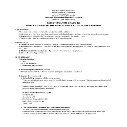 Detailed Lesson Plan in Introduction to Philosophy of the Human Person.docx
