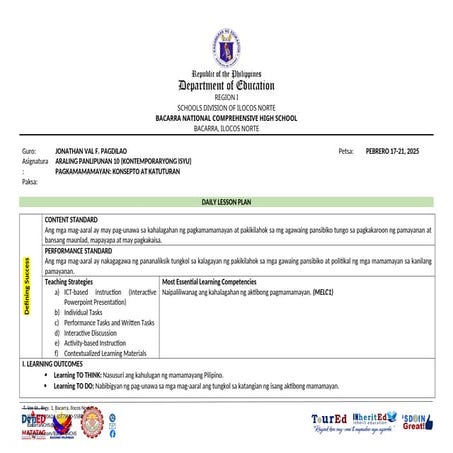 DAILY LESSON PLAN QUARTER 4 MODULE 1 WEEK2 | DOCX