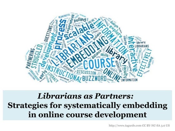Librarians as partners: Strategies for systematically embedding in online cou...