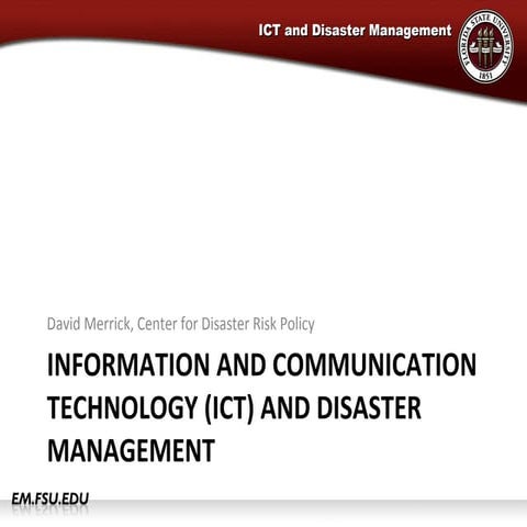 ICT and Disaster Management