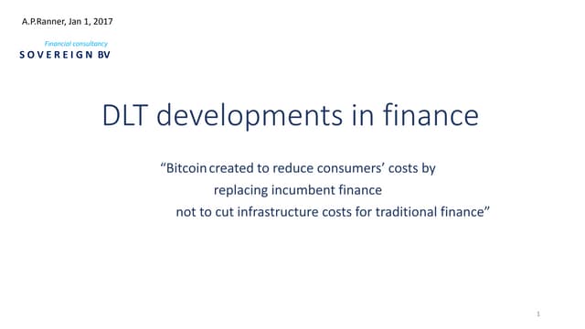 DLT developments in finance