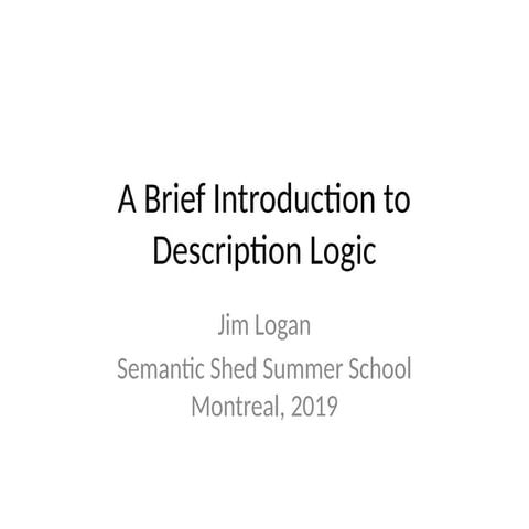 A Brief Introduction to Description Logic