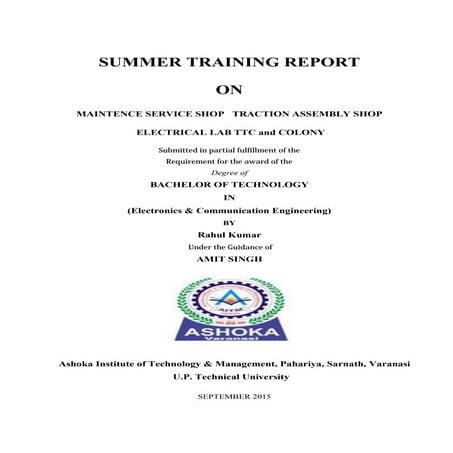 DIESEL LOCOMOTIVE WORKS VARANASI, Summer Training Report