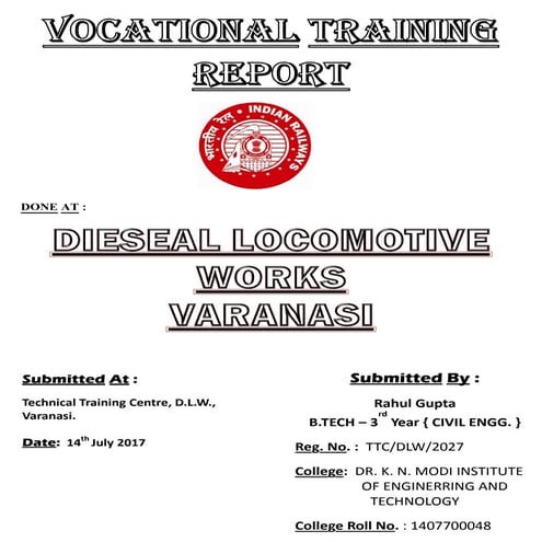 BLW VOCATIONAL TRAINING SUMMER INTERNSHIP REPORT | PDF