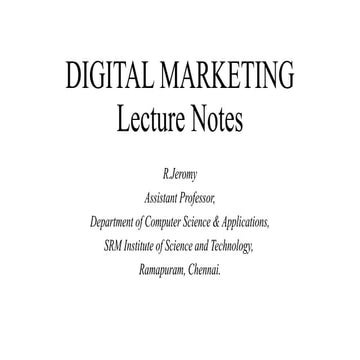 Lecture Notes on Digital Marketing Concepts