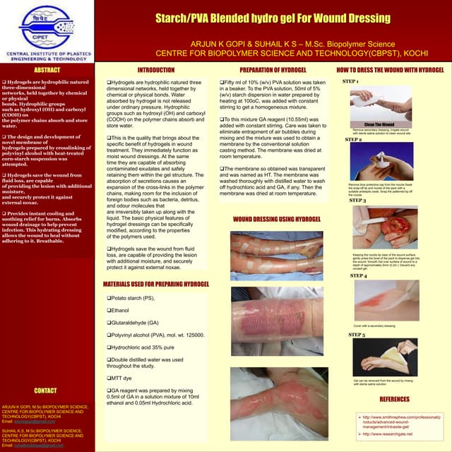 Starch/PVA Blended hydro gel For Wound Dressing