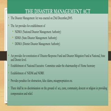 The Disaster Management Act, 2005- Basic features