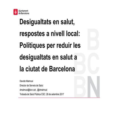 Desigualtats en salut,  respostes a nivell local:  Polítiques per reduir les ...