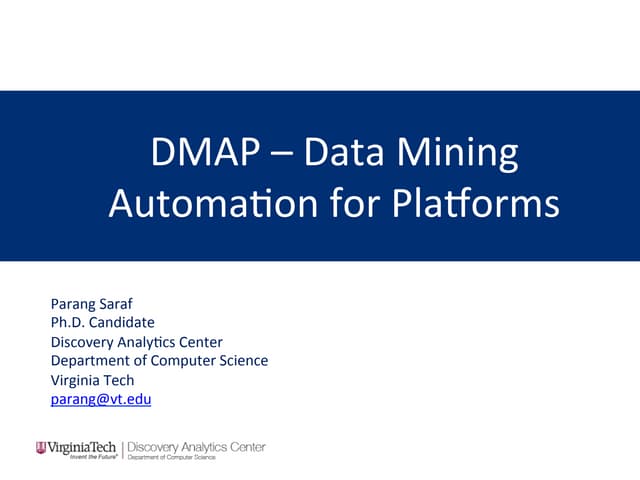 DMAP - Data Mining Automation for Platforms Aggregates Official Company Info  PPT