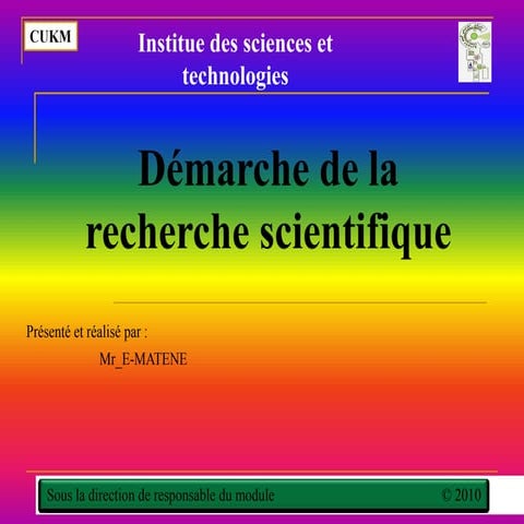 Démarche de la recherche scientifique