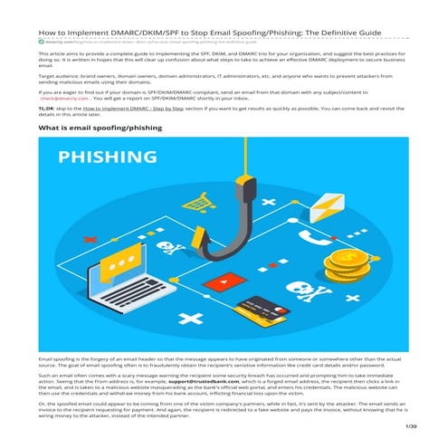 How to Implement DMARC/DKIM/SPF to Stop Email Spoofing/Phishing: The Definiti...