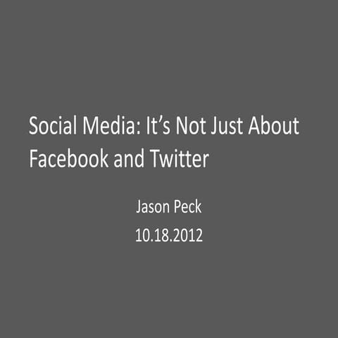 Social Media: It's Not Just About Facebook and Twitter