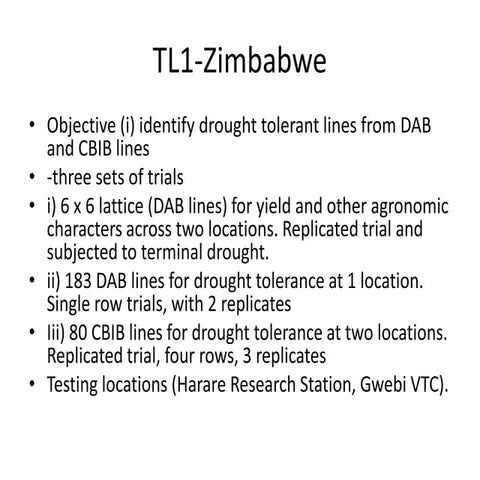 TLI 2012: Data management for bean breeding - Zimbabwe