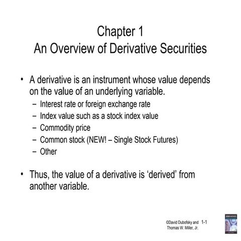 overview of derivatives securities options