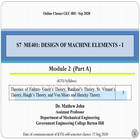 Theories of Failure- Design of Machine Elements-I (DME)