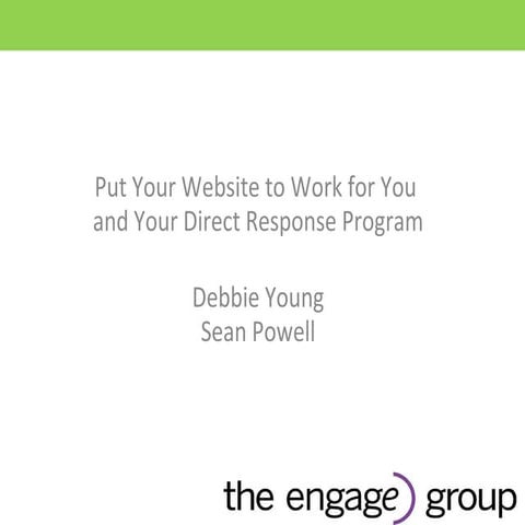 UPDATED: DMFA Putting your website to work for your direct response program