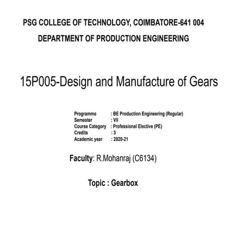 Design of Gear Box | PPTX