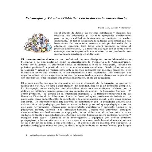 Estrategias didácticas en docencia universitaria