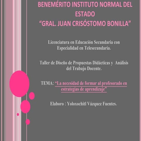 "La necesidad de formar al profesorado en estrategias de aprendizaje"