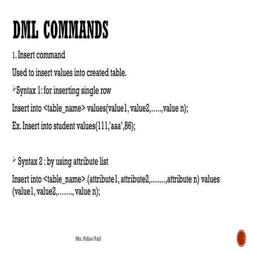 Data Manipulation Language, Data Control Language  and Transaction Control La...