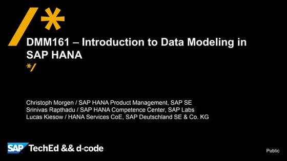 DMM161 HANA_MODELING_2015