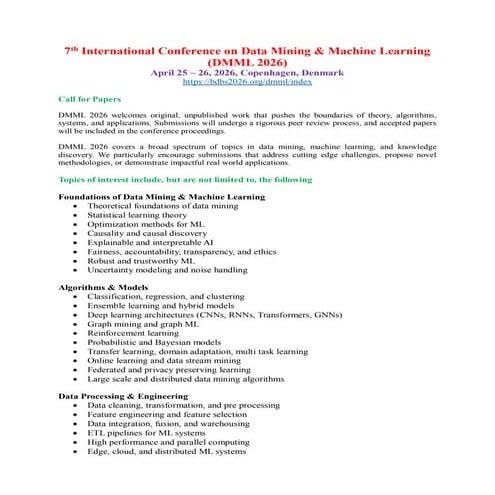 7th International Conference on Data Mining & Machine Learning (DMML ...
