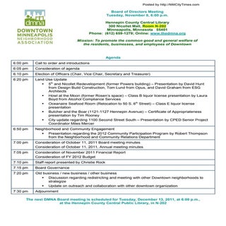 DMNA November Board Meeting Agenda ...