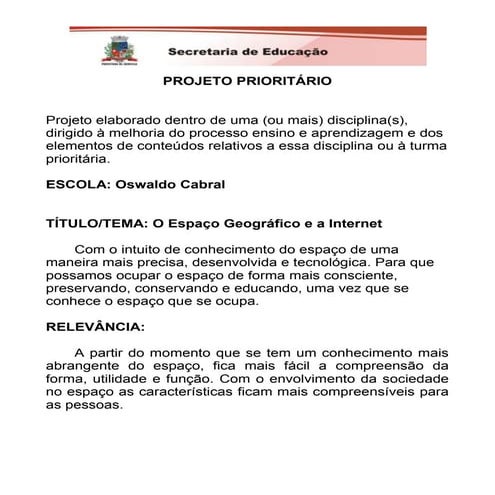 Modelo Projeto Prioritário