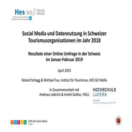 Social Media und Datennutzung in Schweizer Tourismusorganisationen im Jahr 2018 