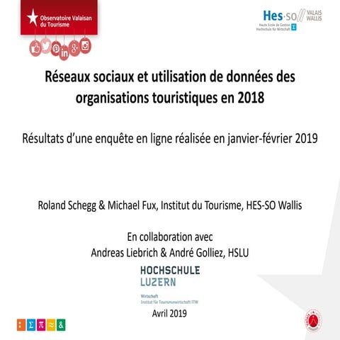 Réseaux sociaux et utilisation de données dans les organisations touristiques suisses en 2018