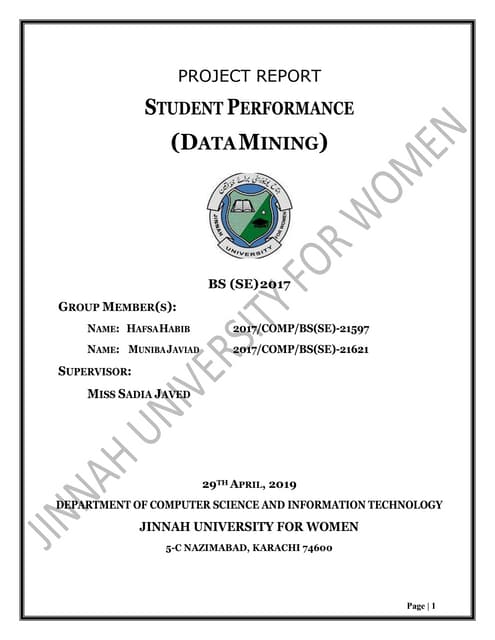 Student Performance Data Mining Project Report